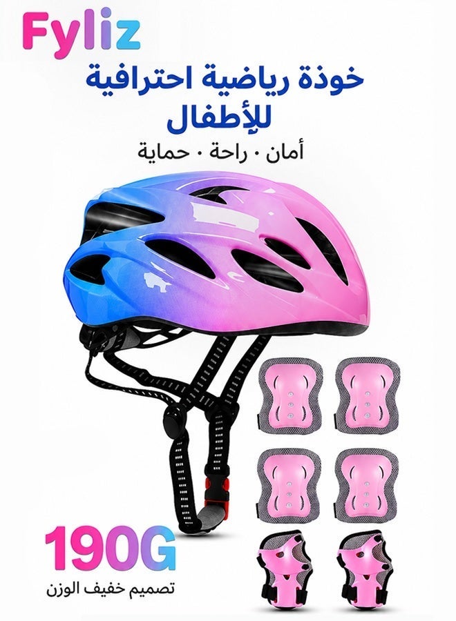 Fyliz Kids Bike Helmet with Protective Gear Set Adjustable Lightweight Cycling Scooter Skateboard Helmet for Boys Girls 3-8 Years - Image 1