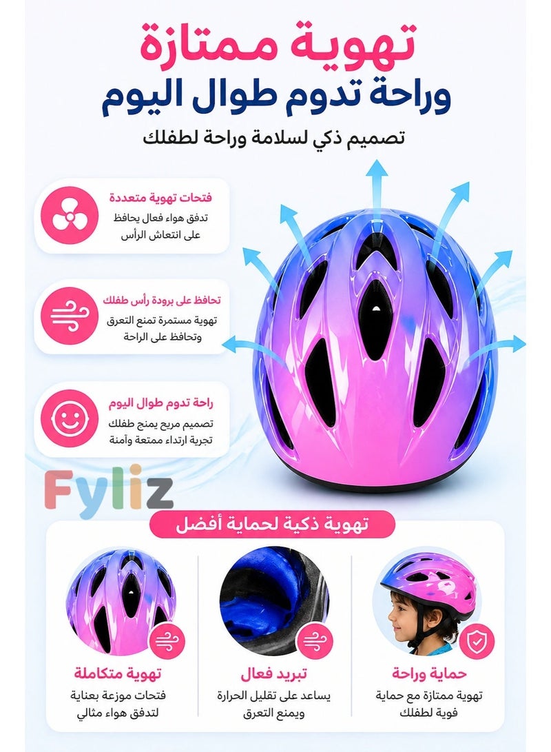 Fyliz Kids Bike Helmet with Protective Gear Set Adjustable Lightweight Cycling Scooter Skateboard Helmet for Boys Girls 3-8 Years - Image 3