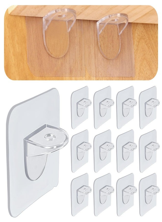AUGHOA 12 PCS Shelf Support Pegs, Adhesive Shelf Bracket, Cabinet Shelf Clips, Shelf Holder Pins for Book Shelves Shoe Makeup Storage Closet Clapboard Layer - Image 1