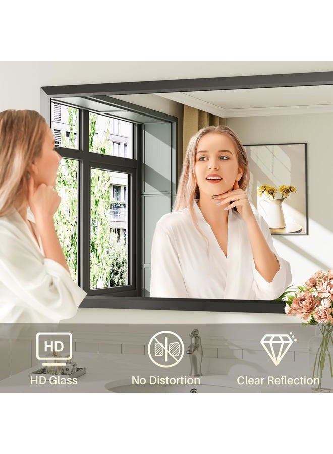 Briivue 40"x32" Black Bathroom Mirror, Anti-Rust Black Metal Framed Bathroom Mirrors for Over Sink, Wall-Mounted Rectangler Mirrors for Bathroom Vanity, Farmhouse, Bedroom, Living Room, Entryway Decor - Image 4