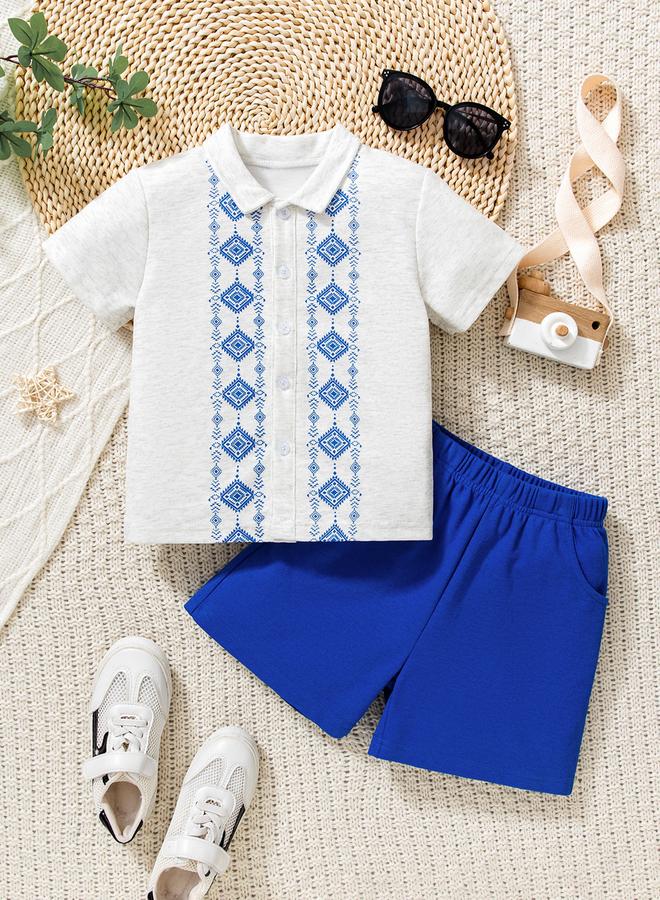 Take Two Boys Graphic Print Shirt and Shorts Set - Image 1