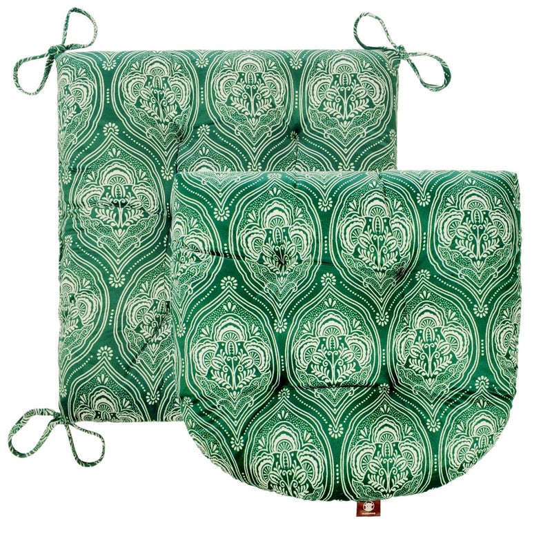 Makimoo Outdoor Patio Cushion, Rocking Chair Cushion, Tufted Pads, Set of Upper and Lower with Ties Pack of 2 (2 Sets) - Back 20"Ã—17", Seat 17"Ã—17" (Green Lantern) - Image 2