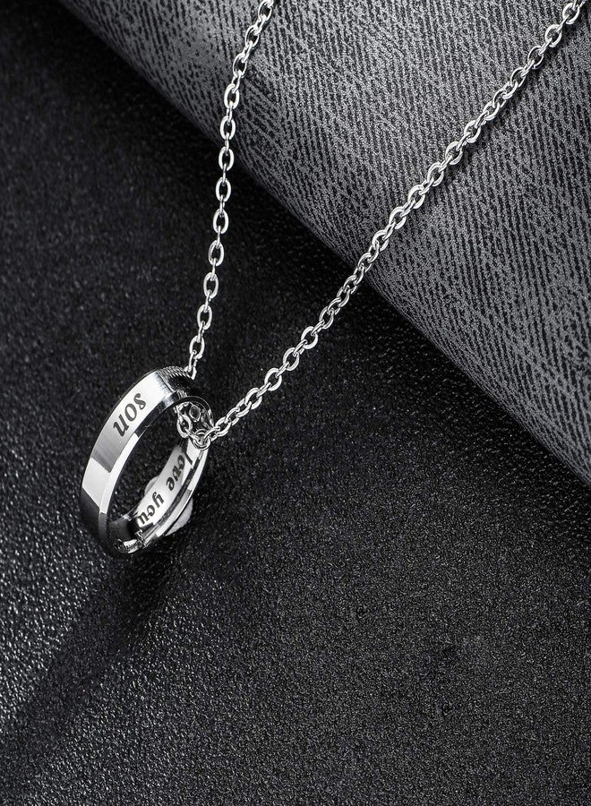 BESPMOSP 2Pcs Mom Son Pendant Necklace I Love You Mother Sons Gifts Mom Son Birthday Gifts Mother's Day Jewelry - Image 3