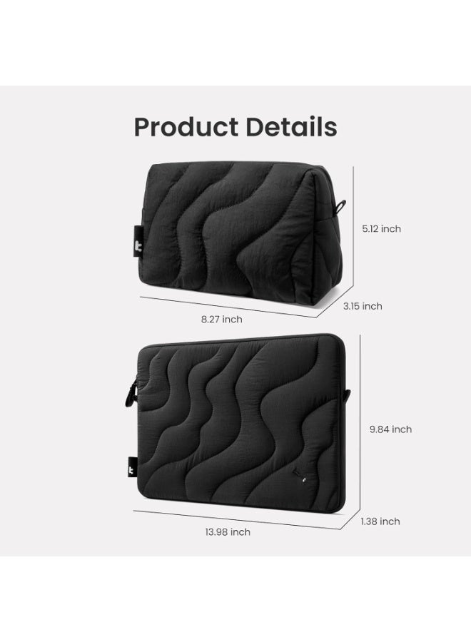 Tomtoc Terra-A27 Eco-Friendly Quilted Laptop Sleeve Kit for 13 inch MacBook Air 2025–2018 M4/M3 (A3113) M2 (A2681) M1 (A2337) & 13" MacBook Pro M4/M3/M2/M1 – Puffy Protective Laptop Bag Case with Accessory Pocket - Image 2
