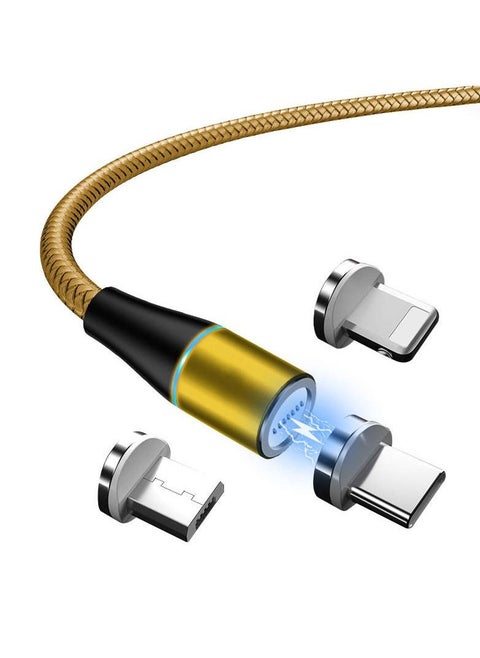 3 in 1 Magnetic Charging Cable 3A Fast Charging Compatible with Micro USB Type C and Lightning