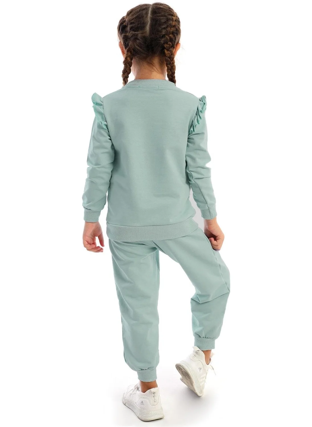 Acar Crew Neck Long Sleeve Mint Color Girl Tracksuit Set