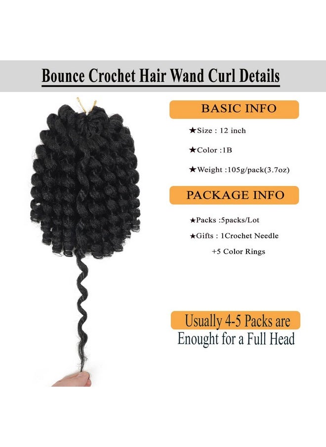 Flagship - Wand Curl Crochet Hair 12 Inch 5Pcs Jamaican Bounce Crochet Hair For Black Women Natural Black Jumpy Wand Curls Crochet Hair Short Pre Looped Curly Crochet Hair 1B - Image 1