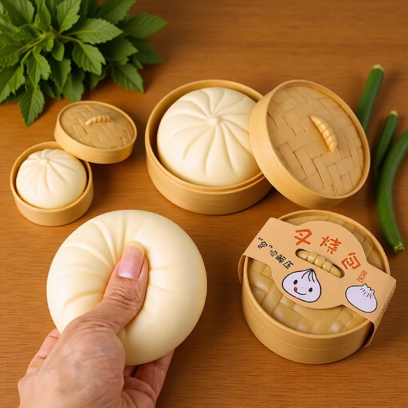 Large Realistic Stress-Relief Toy Bun Squishy Slow-Rebound Stress-Relief Toy Tiktok Realistic Xiaolongbao - Image 2