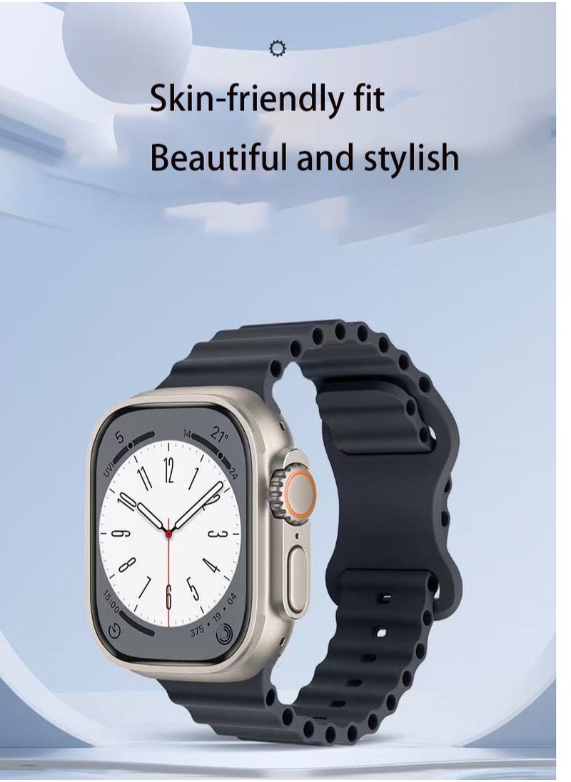 Youque - For Apple Watch Ultra 2 ,Band 38mm 40mm 41mm for men and women, wavy silicone sports wristband compatible with iWatch Ultra 2/1 series 10/9/8/7/6/5/4/3/2/1 SE Starlight - Image 1