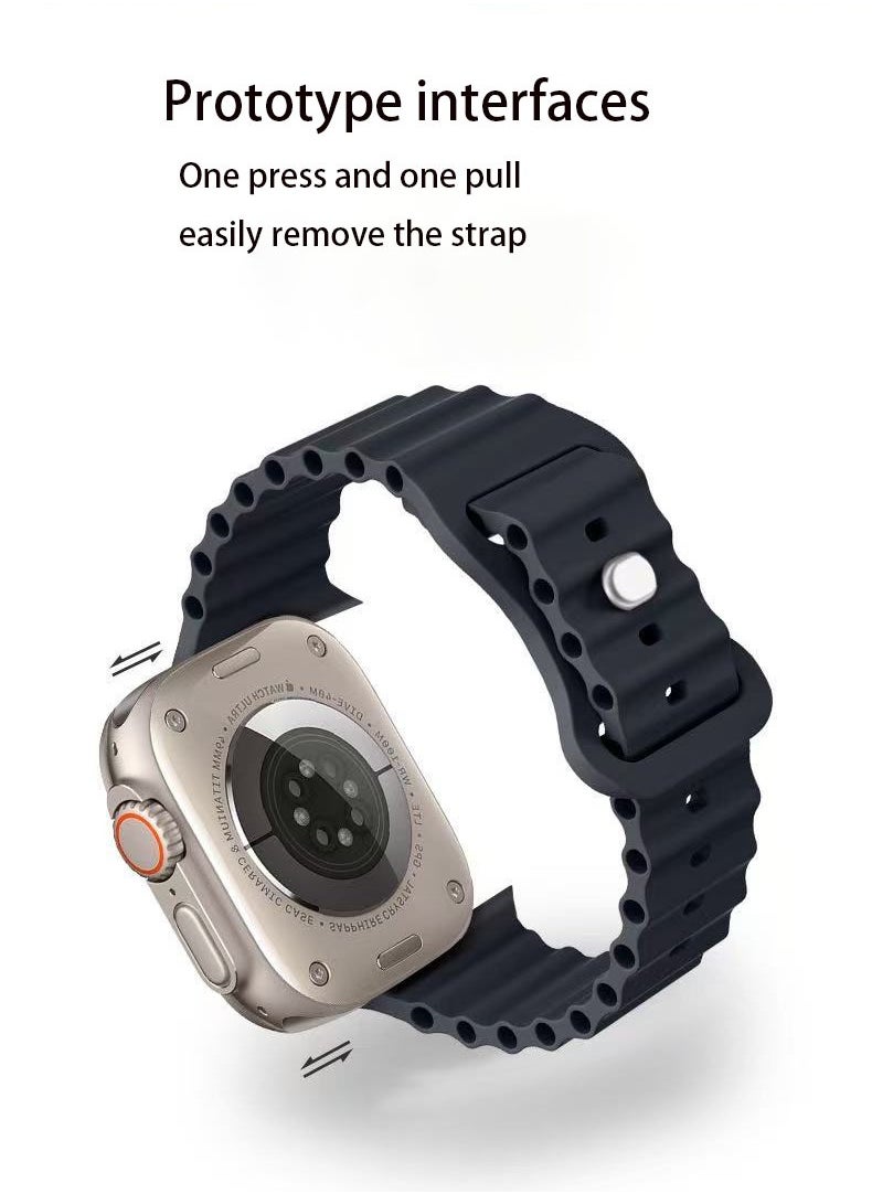 Youque - For Apple Watch Ultra 2 ,Band 38mm 40mm 41mm for men and women, wavy silicone sports wristband compatible with iWatch Ultra 2/1 series 10/9/8/7/6/5/4/3/2/1 SE Starlight - Image 1