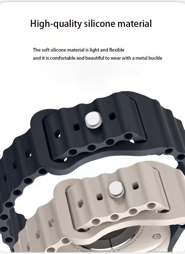 Youque - For Apple Watch Ultra 2 ,Band 38mm 40mm 41mm for men and women, wavy silicone sports wristband compatible with iWatch Ultra 2/1 series 10/9/8/7/6/5/4/3/2/1 SE Starlight - Image 1