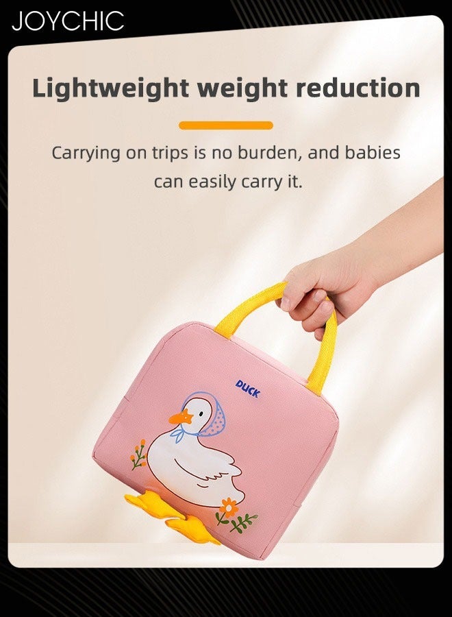 Joychic Lovely Cartoon Duck Design Lunch Bag Aluminum Foil Heat Preservation Canvas Bento Bag for Men Women School Office Outdoor Picnic - Image 3