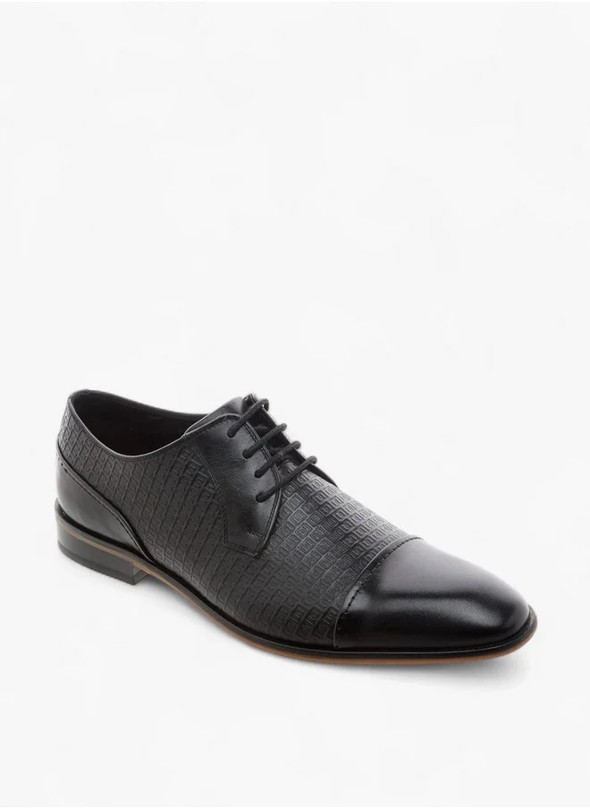DUCHINI Men's Textured Derby Shoes with Lace-Up Closure