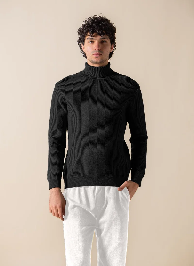 SHAPES RIBBED HIGH-NECK SWEATER