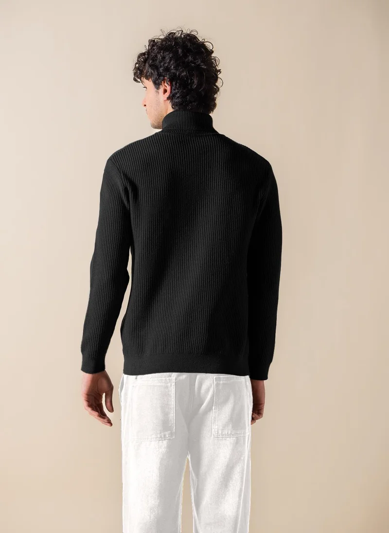 SHAPES RIBBED HIGH-NECK SWEATER