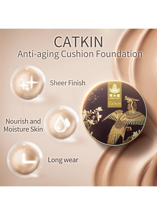 CATKIN كريم أساس فينيكس كوشن، تغطية قابلة للبناء، مصل مضاد للشيخوخة، لمسة نهائية شفافة من الساتان، عبوة إعادة تعبئة، بيج فاتح، 0.46 أونصة × 2 - Image 3