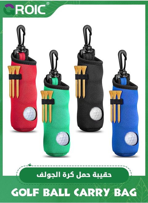 4 Pieces Golf Tee Holder Golf Ball Carry Bag Pouch Golf Ball Holder Keychain Belt Clip Golf Gifts Accessories