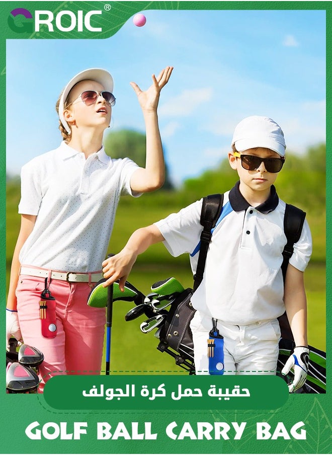 4 Pieces Golf Tee Holder Golf Ball Carry Bag Pouch Golf Ball Holder Keychain Belt Clip Golf Gifts Accessories