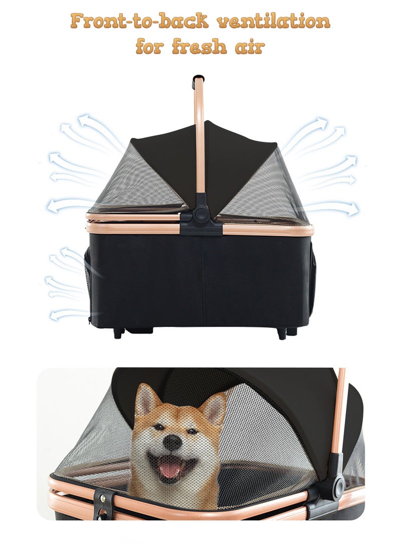 كيدل قابل للطي عربة الحيوانات الأليفة الكلب ناقل الكلب عربة التنفس وشبكة مرئية للقطط أو الكلاب  قابلة للطي عربة الحيوانات الأليفة شبكة نافذة القطط عربة مع حقائب الناقل القابلة للإزالة الكلاب عربة للركض السفر التخييم - Image 2