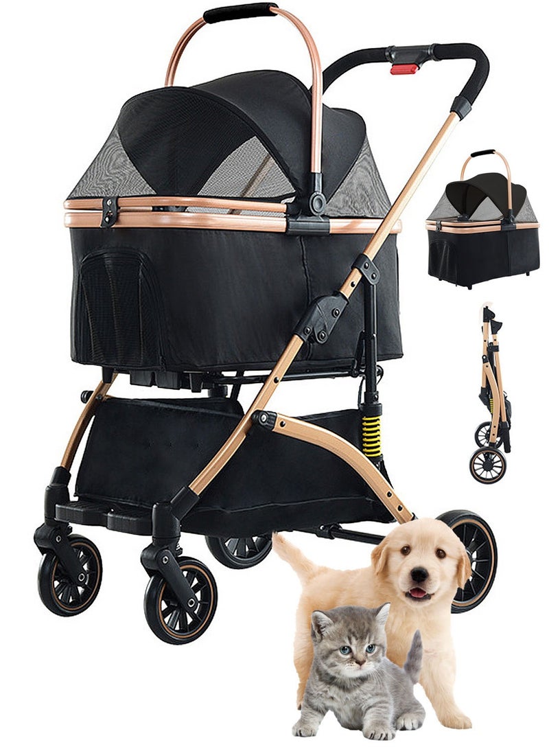 كيدل قابل للطي عربة الحيوانات الأليفة الكلب ناقل الكلب عربة التنفس وشبكة مرئية للقطط أو الكلاب  قابلة للطي عربة الحيوانات الأليفة شبكة نافذة القطط عربة مع حقائب الناقل القابلة للإزالة الكلاب عربة للركض السفر التخييم - Image 1