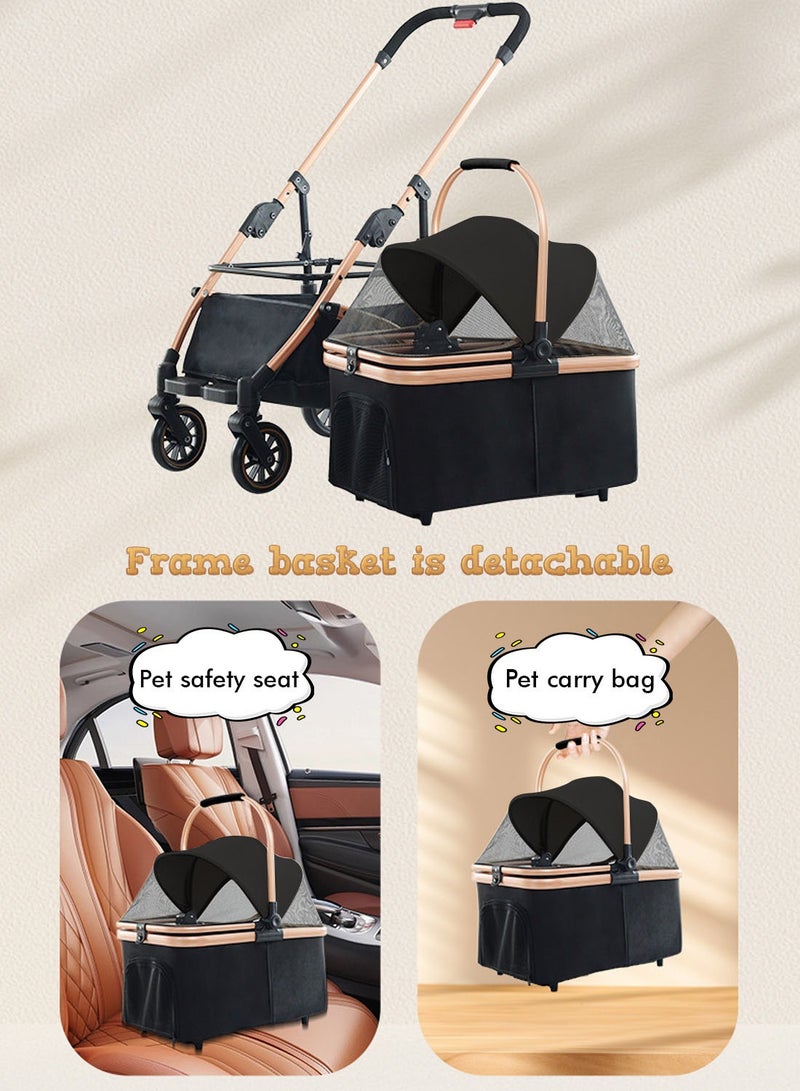 كيدل قابل للطي عربة الحيوانات الأليفة الكلب ناقل الكلب عربة التنفس وشبكة مرئية للقطط أو الكلاب  قابلة للطي عربة الحيوانات الأليفة شبكة نافذة القطط عربة مع حقائب الناقل القابلة للإزالة الكلاب عربة للركض السفر التخييم - Image 5