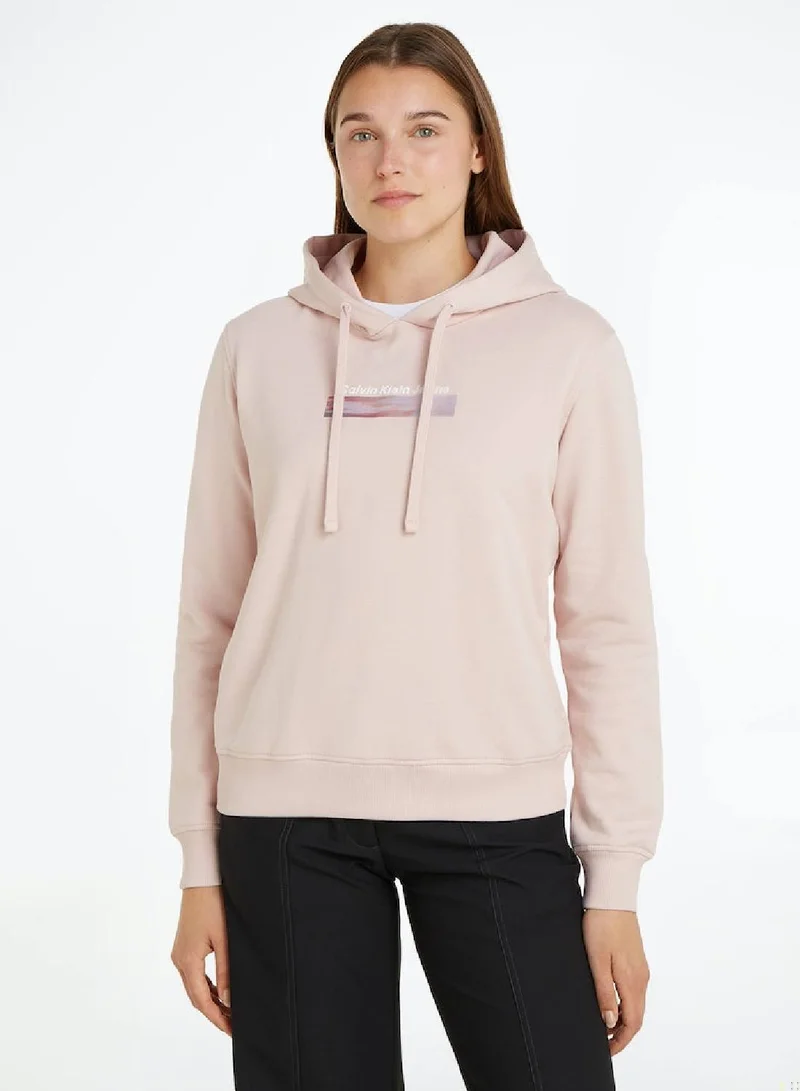Calvin Klein Jeans Women's Diffused Box Pullover Hoodie - Cotton, Pink
