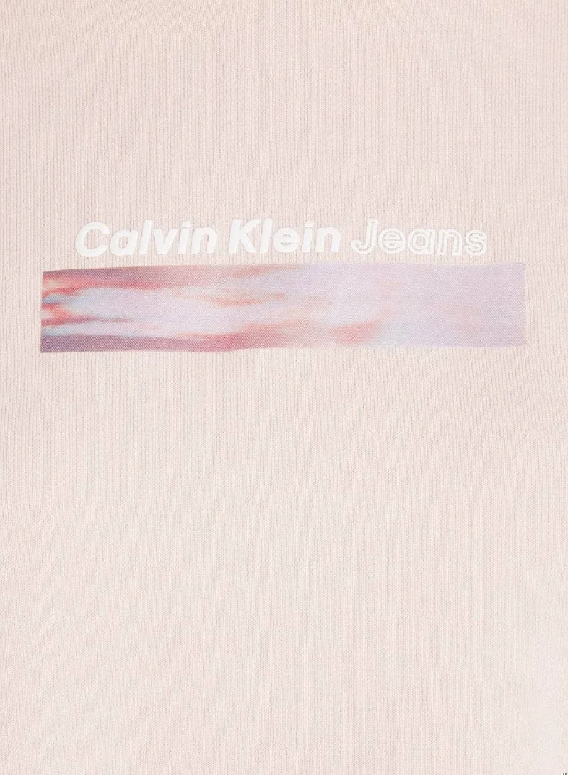 Calvin Klein Jeans Women's Diffused Box Pullover Hoodie - Cotton, Pink