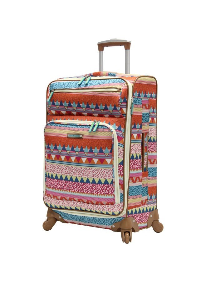 Lily Bloom Design Pattern Luggage 24 Inches Softside Expandable Suitcase with 4-Rolling Spinner Wheels for Woman - Durable Mid-Sized Lightweight Checked Bag, On The Prowl, 24" - Image 1