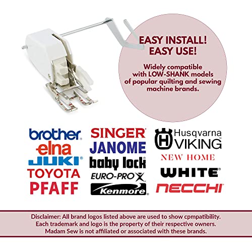 Madam Sew Open Toe Walking Foot for Quilting and Sewing Through Multiple Layers & Match Prints | Walking Foot Sewing Machine for Low-Shank Sewing Machines | Brother, Singer, Janome, Babylock & More - Image 5