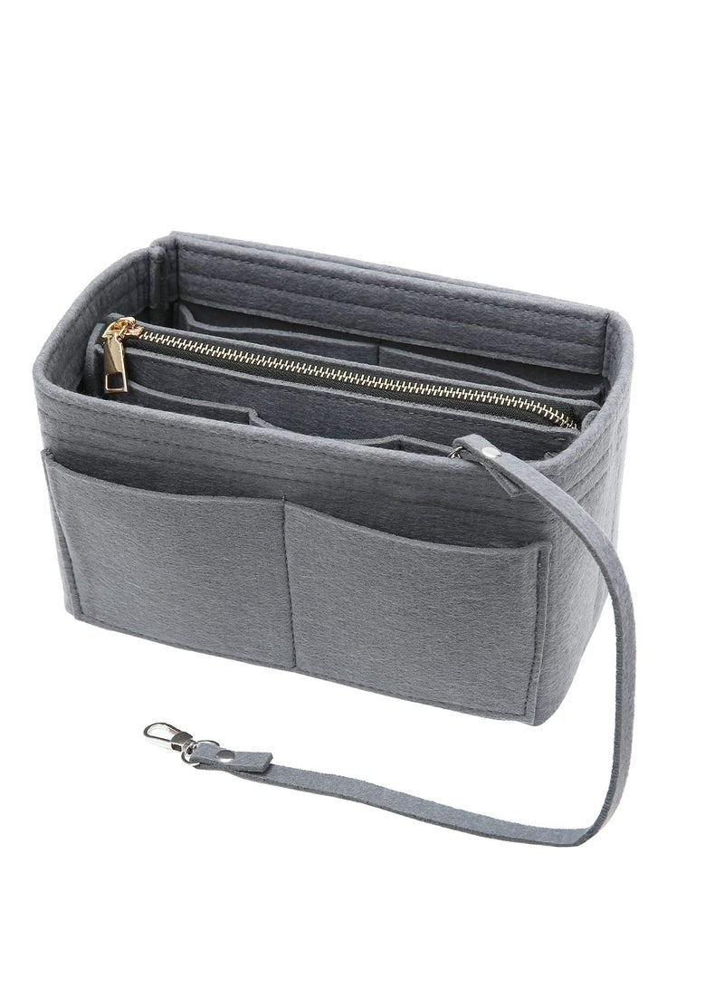 Purse Organizer Insert for Handbags Felt Bag Tote Shaper With Zippers Thicken and Portable Handbag in Speedy Neverfull Grey - Image 1