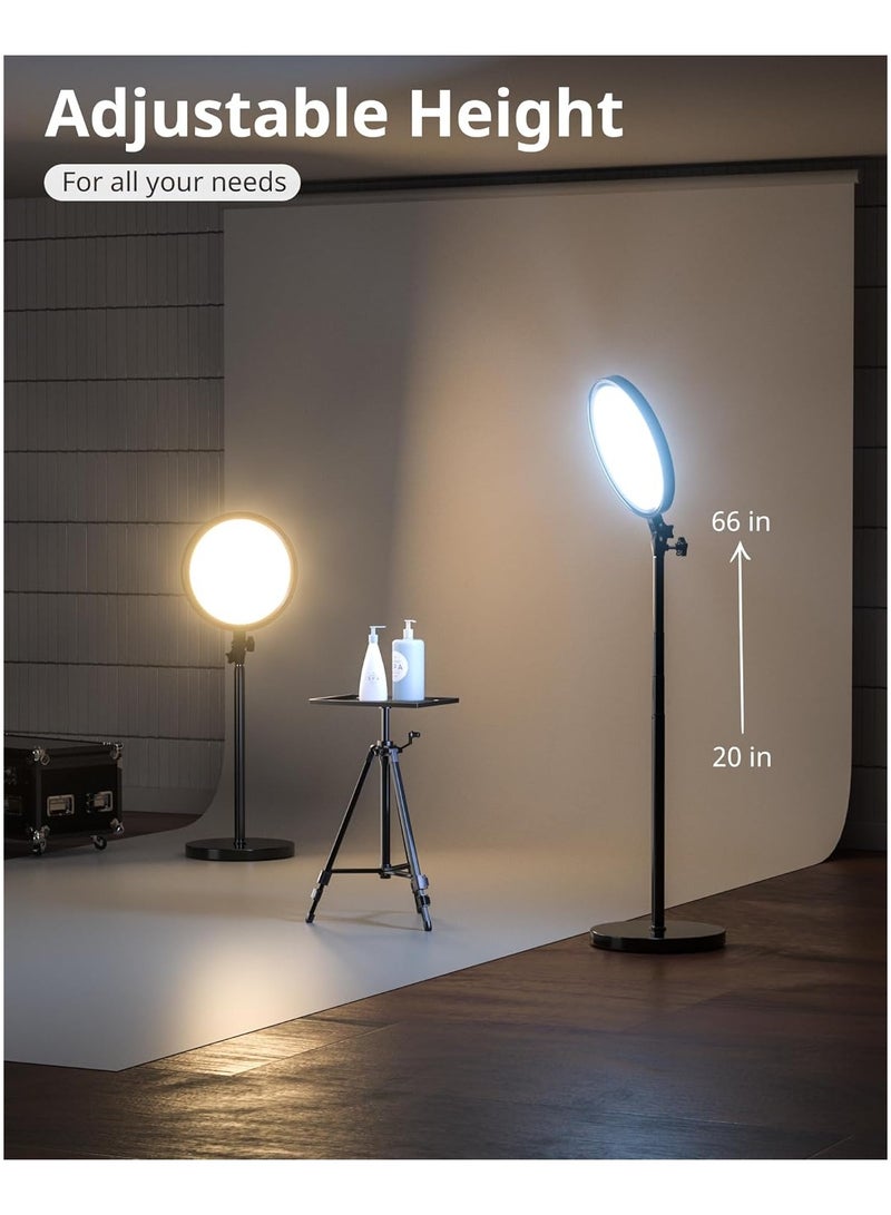 Highdas Highdas 12'' Dimmable Professional Big Ring Light with 66" Tall Extendable Stand, 95+ CRI, iPhone Holder, and Remote – 6500K Full-Screen Lighting for Live Streaming/YouTube/Tiktok/Zoom Meeting/Makeup  - Image 5