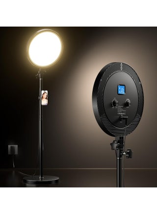 Highdas 12'' Dimmable Professional Big Ring Light with 66" Tall Extendable Stand, 95+ CRI, iPhone Holder, and Remote – 6500K Full-Screen Lighting for Live Streaming/YouTube/Tiktok/Zoom Meeting/Makeup