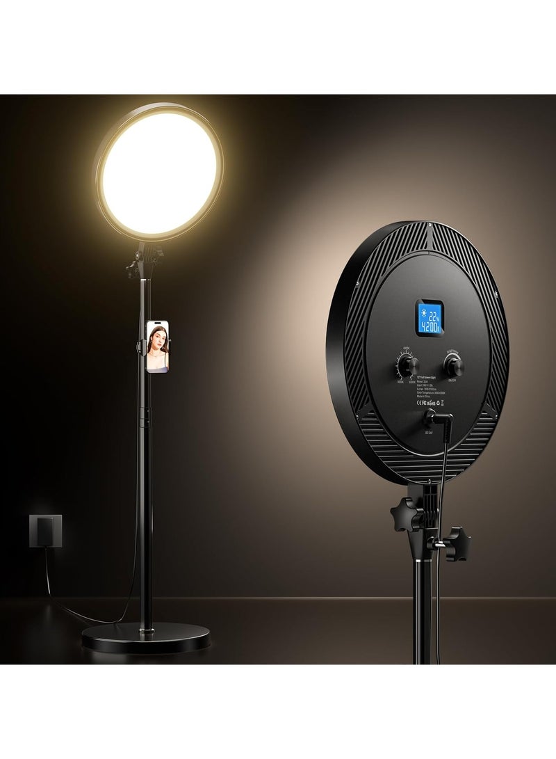 Highdas Highdas 12'' Dimmable Professional Big Ring Light with 66" Tall Extendable Stand, 95+ CRI, iPhone Holder, and Remote – 6500K Full-Screen Lighting for Live Streaming/YouTube/Tiktok/Zoom Meeting/Makeup  - Image 1