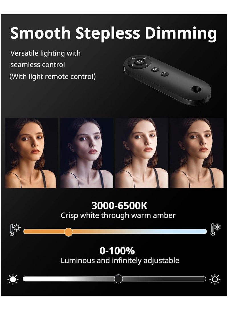 Highdas 12'' Dimmable Professional Big Ring Light with 66" Tall Extendable Stand, 95+ CRI, iPhone Holder, and Remote – 6500K Full-Screen Lighting for Live Streaming/YouTube/Tiktok/Zoom Meeting/Makeup - Image 3
