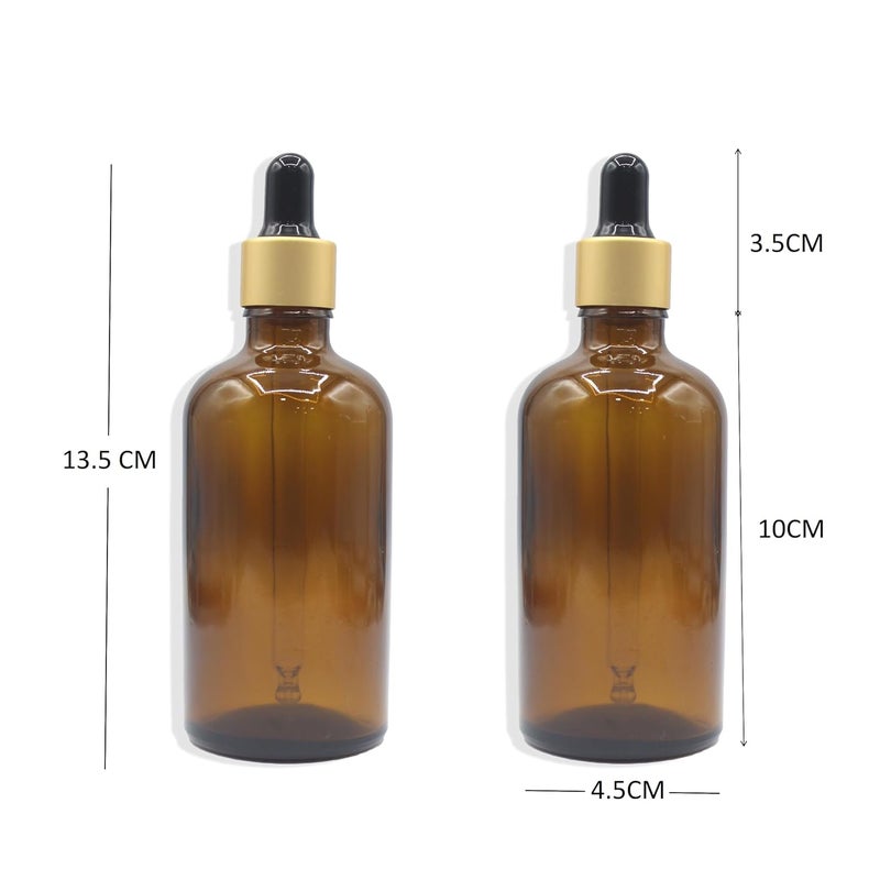 PHARCOS زجاجة قطارة فارغة قابلة لإعادة التعبئة سعة 100 مل من PHARCOS/ حلقة ذهبية غير لامعة/ حلمة سيليكون سوداء/ قابلة لإعادة التعبئة للزيوت الأساسية، العطور، زيوت العطر، حزمة حاوية تجميل بحجم السفر من 2 - Image 4