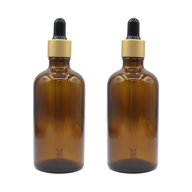 PHARCOS زجاجة قطارة فارغة قابلة لإعادة التعبئة سعة 100 مل من PHARCOS/ حلقة ذهبية غير لامعة/ حلمة سيليكون سوداء/ قابلة لإعادة التعبئة للزيوت الأساسية، العطور، زيوت العطر، حزمة حاوية تجميل بحجم السفر من 2 - Image 1