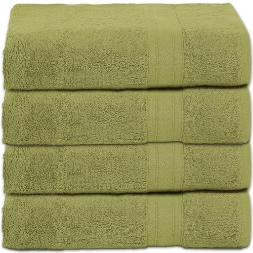 Ambra Linens 500 GSM Highly Absorbent Towels Set, 100% Cotton, Soft and Plush, All Seasons Use, Large, Everyday Use, Durable (4 Pcs Hand Towel Set, Summer Green) - Image 1