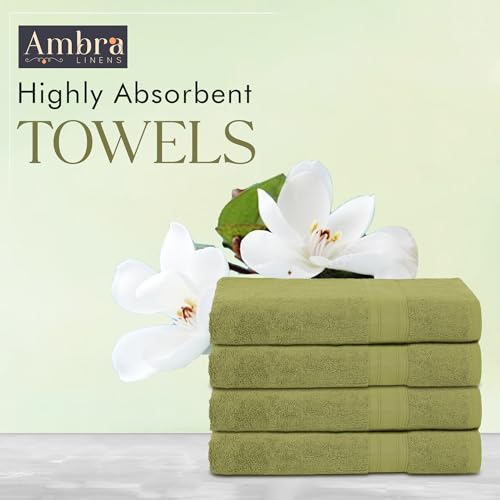 Ambra Linens 500 GSM Highly Absorbent Towels Set, 100% Cotton, Soft and Plush, All Seasons Use, Large, Everyday Use, Durable (4 Pcs Hand Towel Set, Summer Green) - Image 2