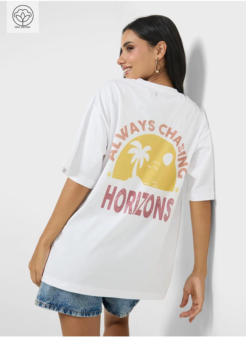 جينجر Oversize Back Print Graphic T-Shirt