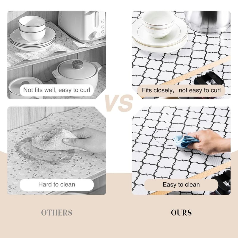 SUBETE Anti-Slip Waterproof Kitchen Drawer Liner | Non-Adhesive Shelf & Cabinet Mats | Anti-Skid Liner for Wardrobe, Cupboard, and Fridge | 45 cm x 300 cm (White Quatrefoil Pattern) - Image 5