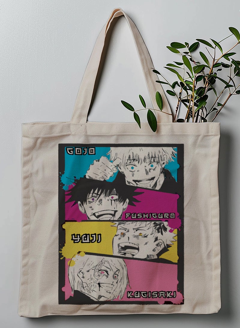 LOWHA Polyester Tote Bag with Shoulder Straps and Jujutsu Kaisen Anime Pattern  - Image 1