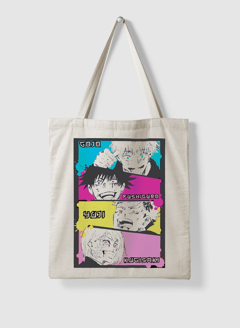 LOWHA Polyester Tote Bag with Shoulder Straps and Jujutsu Kaisen Anime Pattern  - Image 4