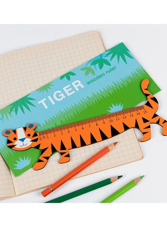 Rex London Tiger Wooden Ruler, School Stationery, Drawing & Measuring Tool For Kids - Image 1
