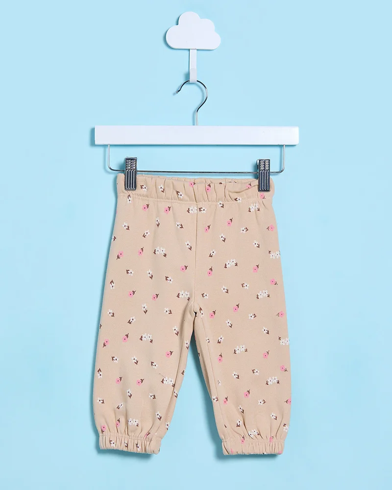 Redtag Infant Girls Beige Printed Active Pants