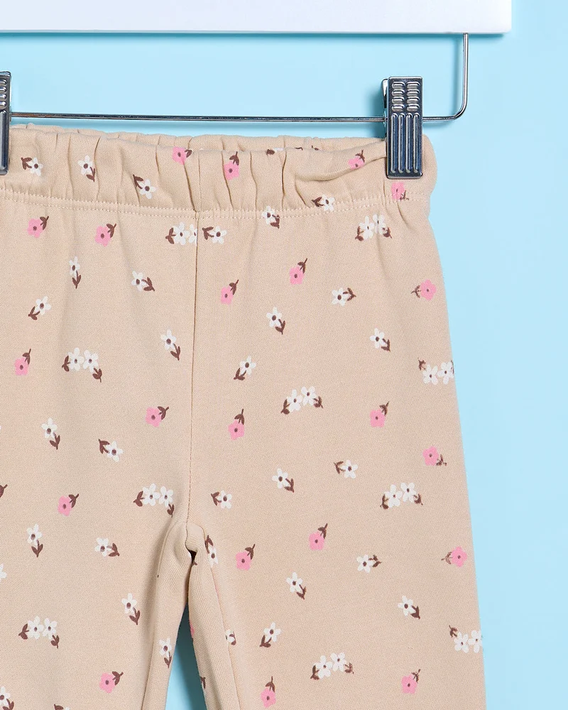 Redtag Infant Girls Beige Printed Active Pants