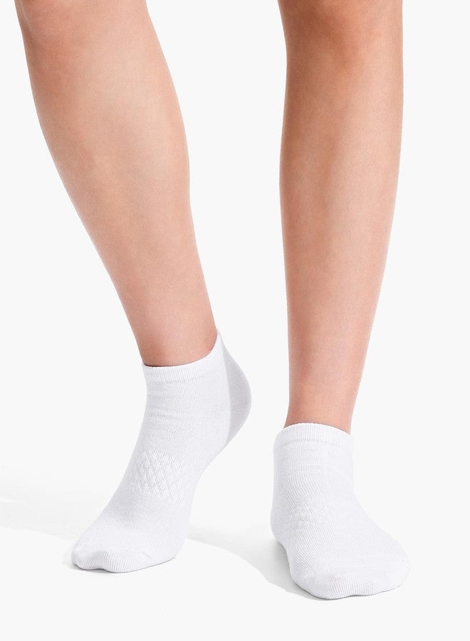 BOOPH Boys Girls Socks Kids Athletic Ankle Socks Low Cut Running Sock 6 Pairs White 7-10 Years - Image 2