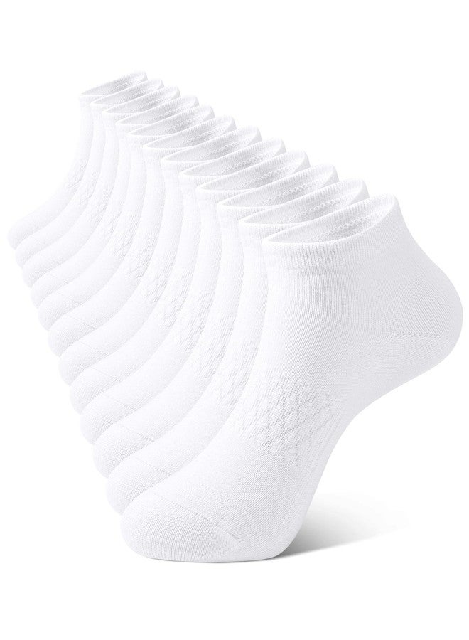 BOOPH Boys Girls Socks Kids Athletic Ankle Socks Low Cut Running Sock 6 Pairs White 7-10 Years - Image 1