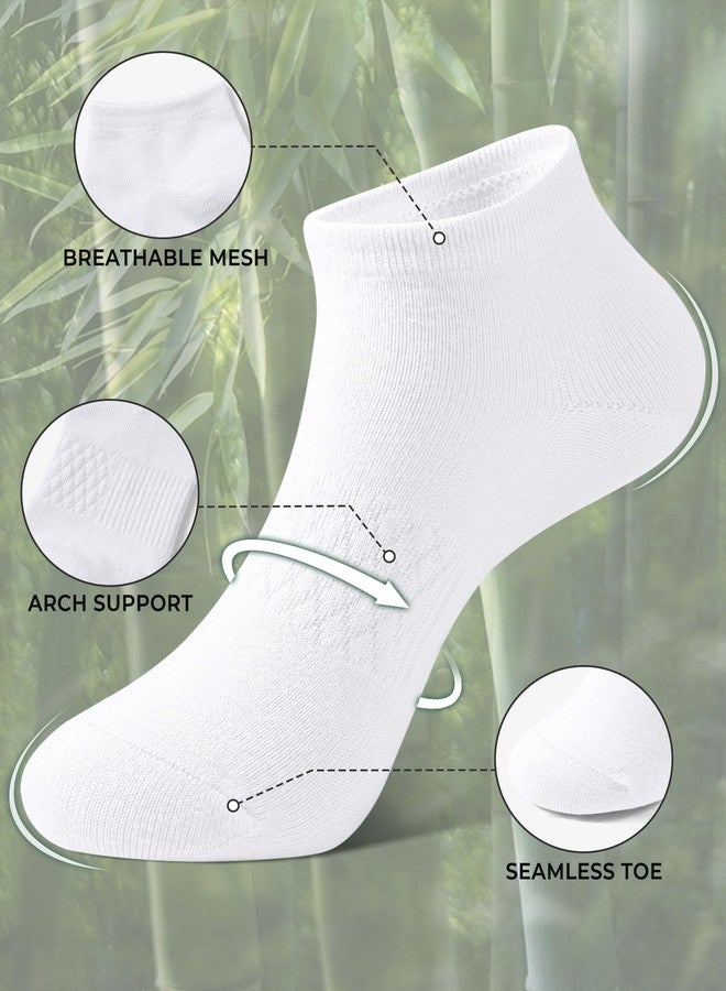 BOOPH Boys Girls Socks Kids Athletic Ankle Socks Low Cut Running Sock 6 Pairs White 7-10 Years - Image 4