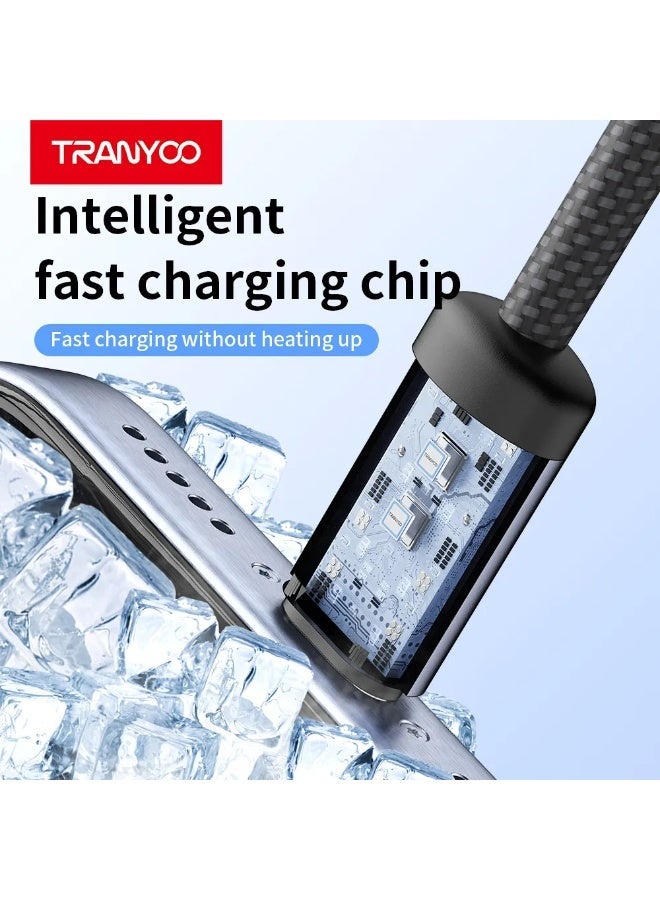 ترانيوو كابل شحن سريع USB-C إلى USB-C بقوة 60 واط – تصميم مضفر متين، شحن ونقل بيانات سريع، متوافق مع آيفون 15 وأجهزة أندرويد وUSB-C - Image 1