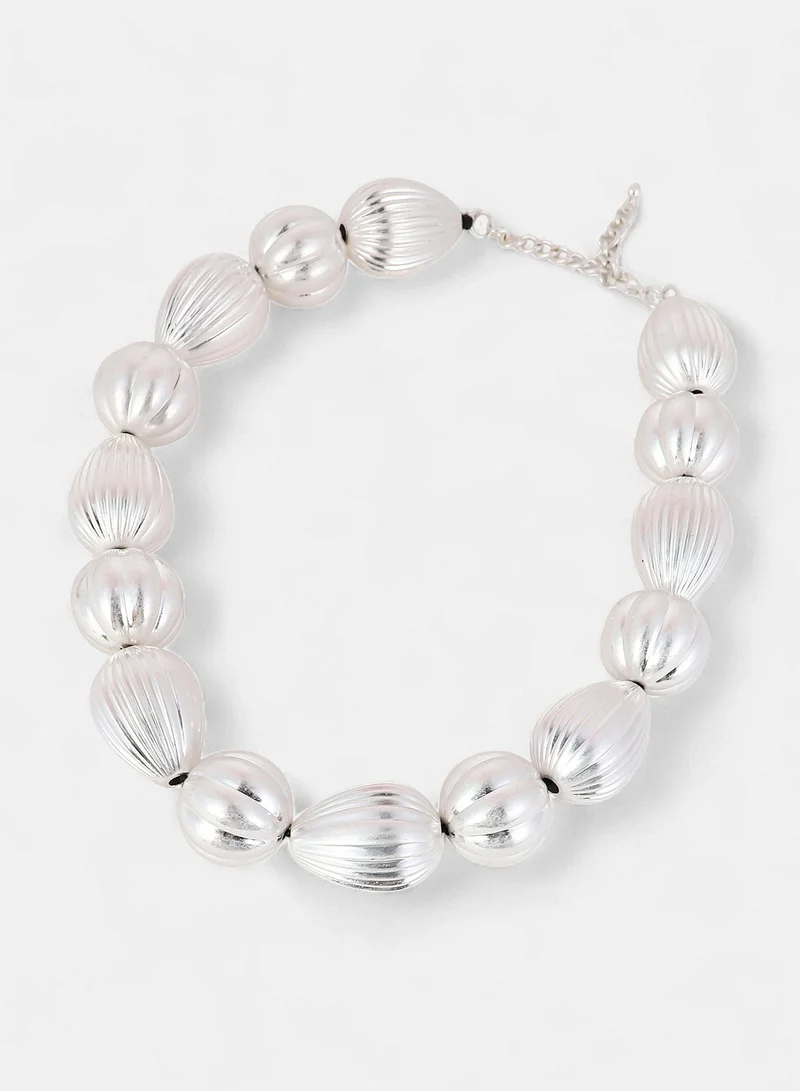 SOHI Ribbed-Ovoid Collar Artificial Necklace Jewellery